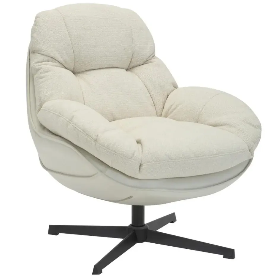 Draaifauteuil Beige - Zithoogte 50cm - Fauteuil Leonne