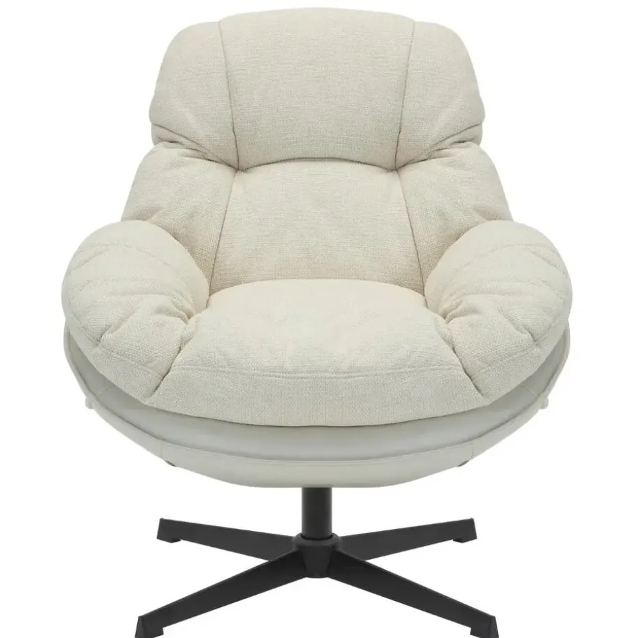 Draaifauteuil Beige - Zithoogte 50cm - Fauteuil Leonne