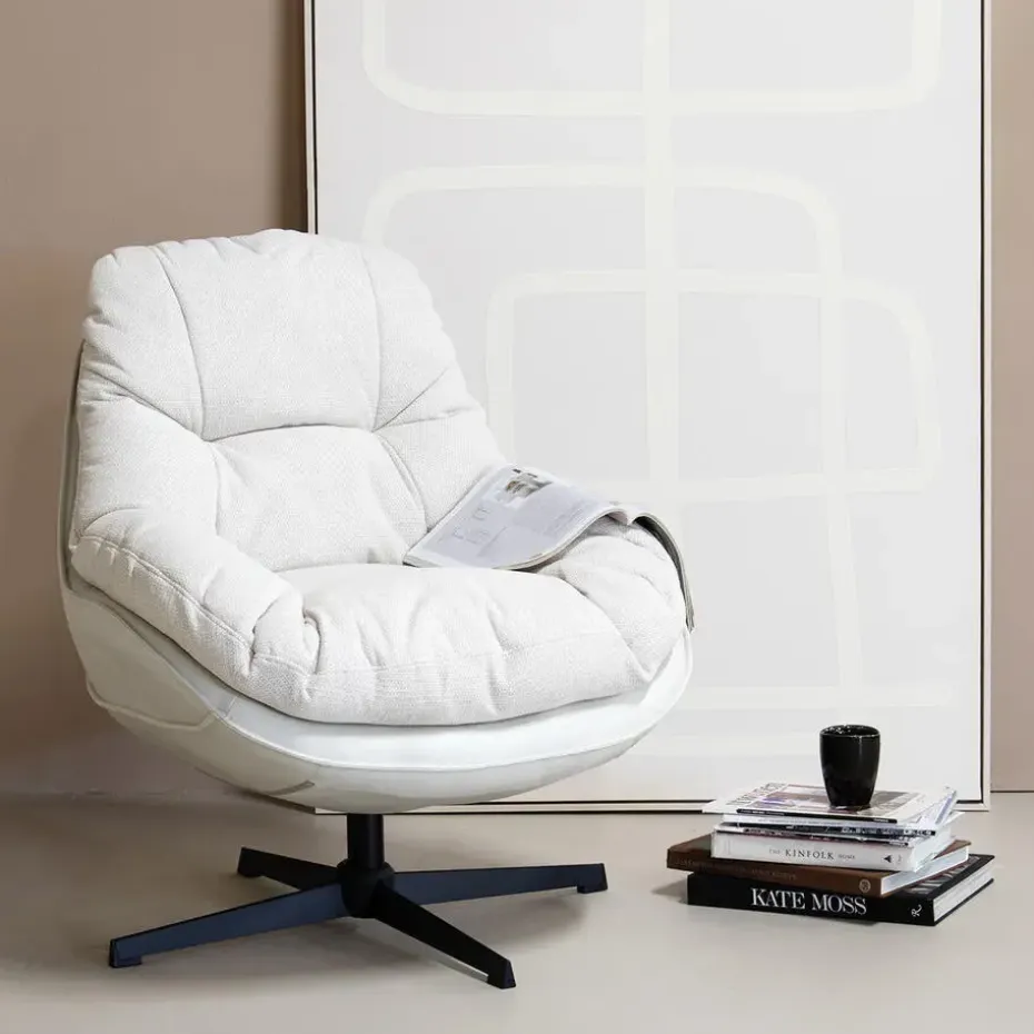 Draaifauteuil Beige - Zithoogte 50cm - Fauteuil Leonne