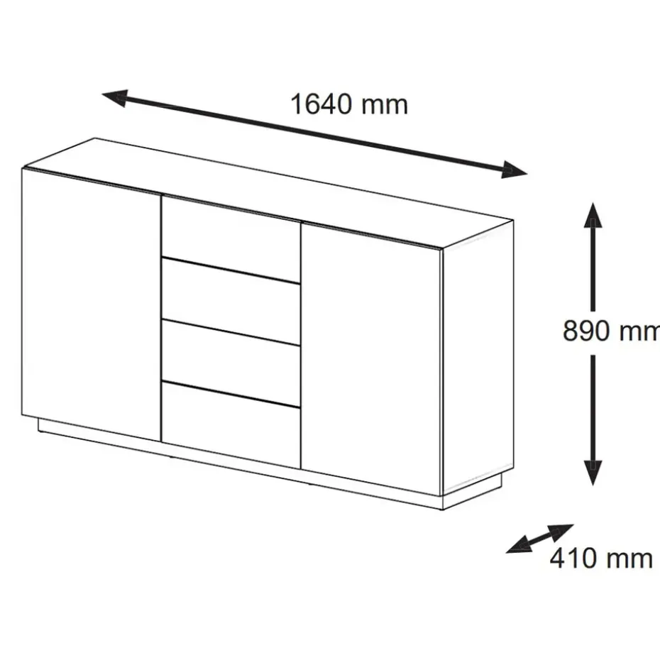 Dressoir Aura 89x164x41 Zwart