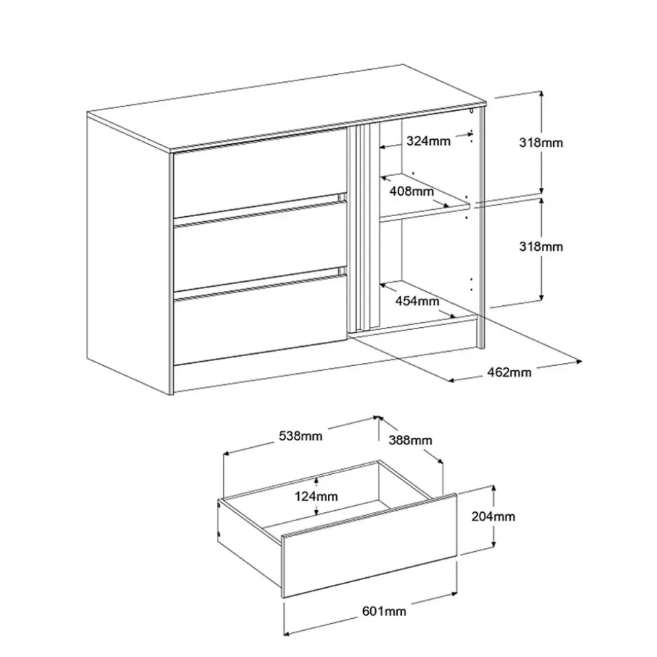 Dressoir Evi - eikenkleur - 76,8x109,8x50 cm