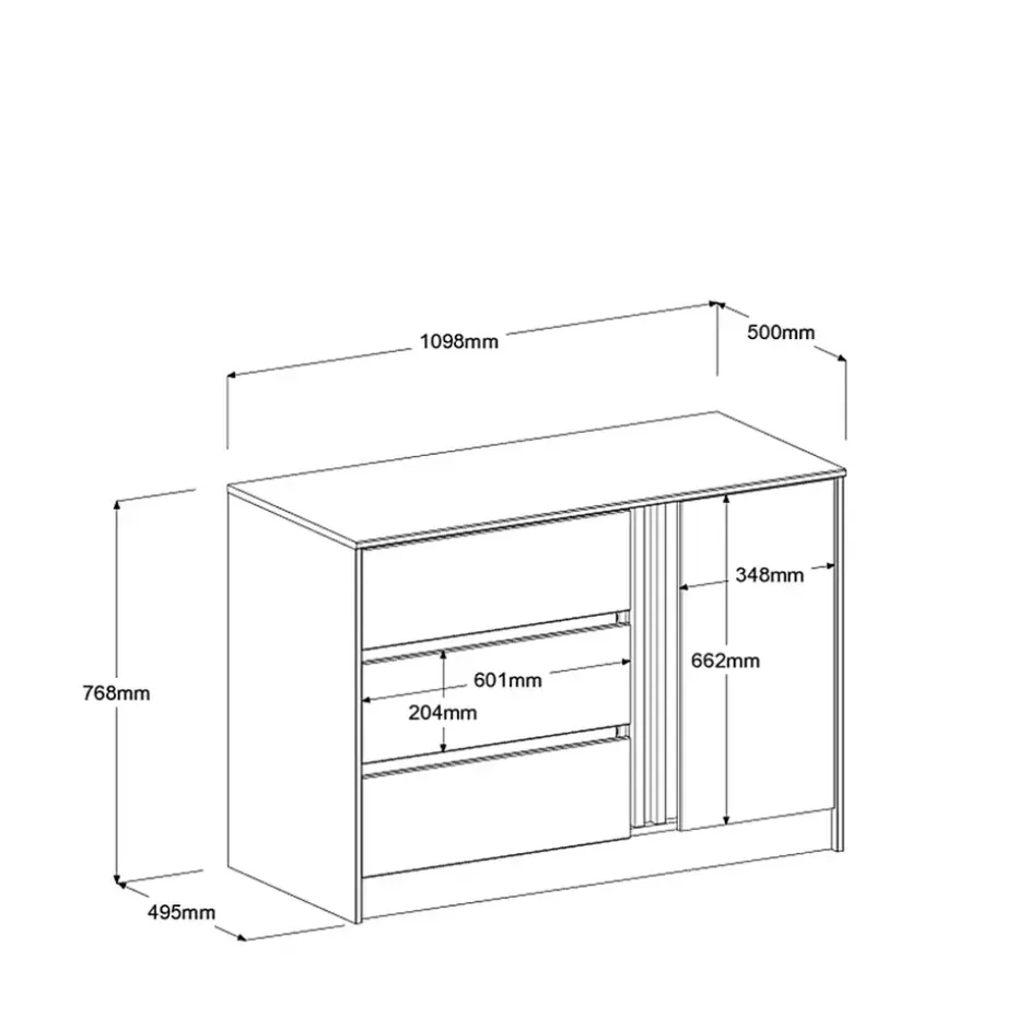 Dressoir Evi - eikenkleur - 76,8x109,8x50 cm