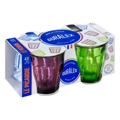 Duralex Drinkglazen Picardie - 4 stuks - gekleurd - glas - 250 ml