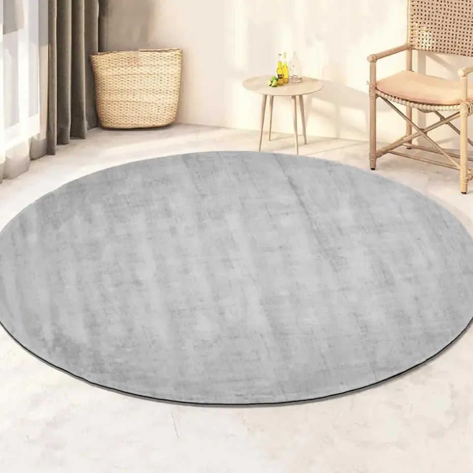 Dutch Lifestyle - Viscose - Vloerkleed - 115cm rond - Grijs