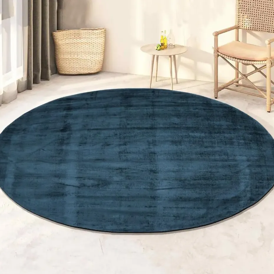 Dutch Lifestyle - Viscose - Vloerkleed - 195cm rond - Blauw