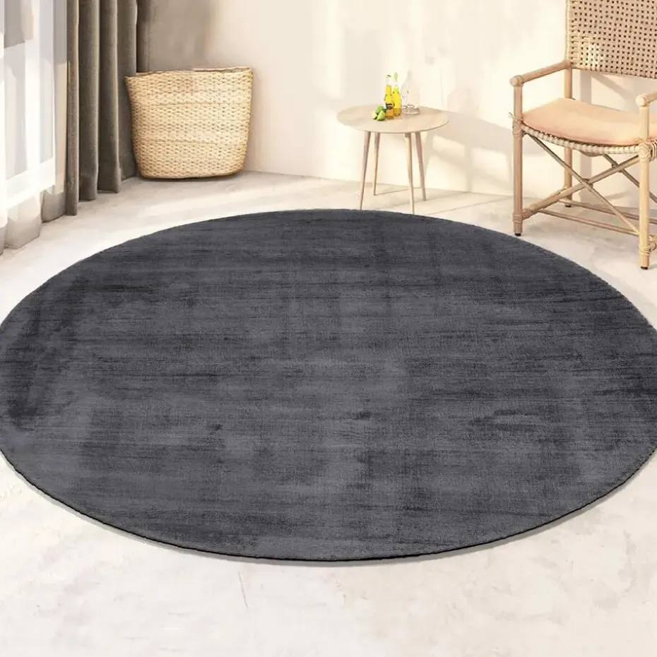 Dutch Lifestyle - Viscose - Vloerkleed - 195cm rond - Grijs
