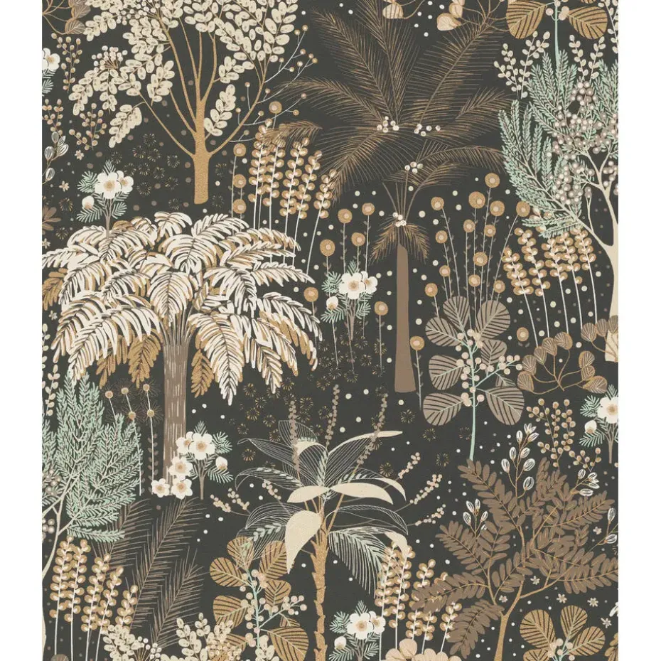 Dutch Wallcoverings - Asperia- Louan zwart/groen/goud - A54801