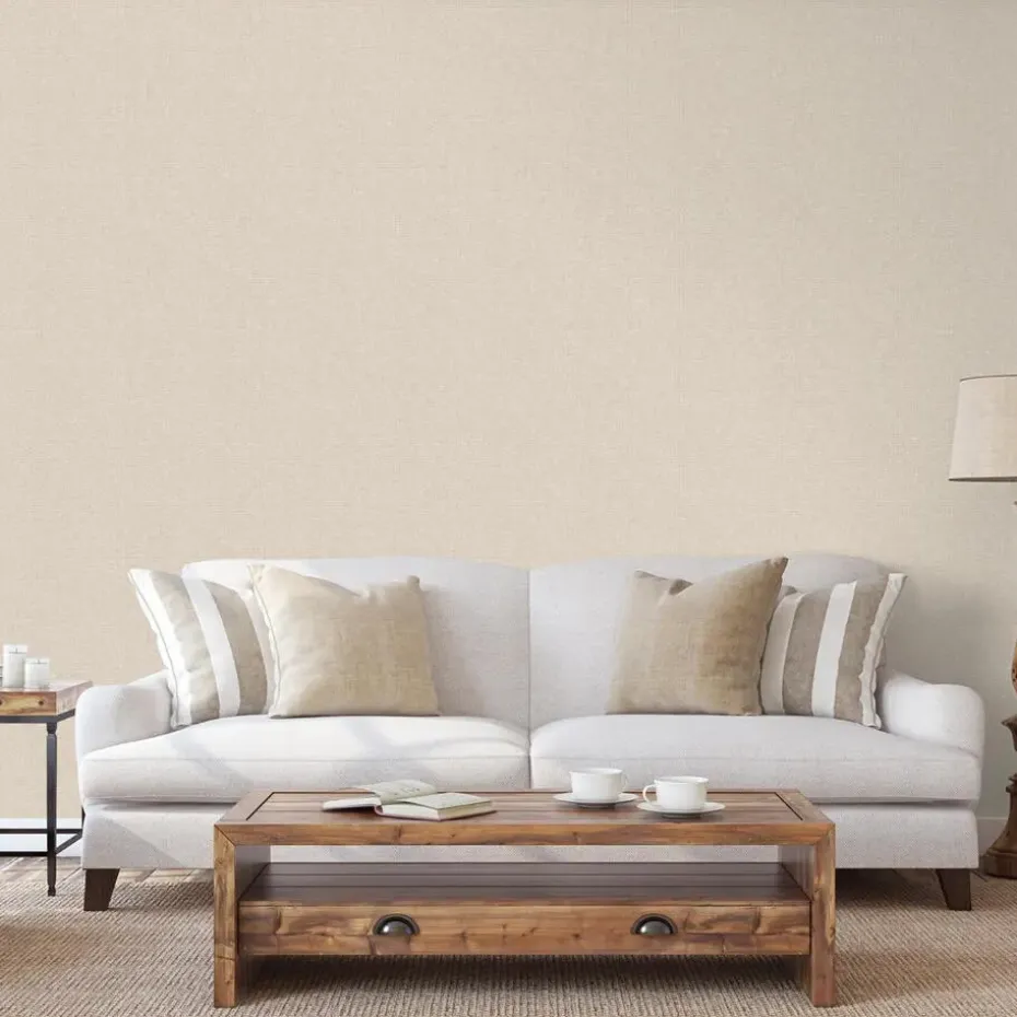Dutch Wallcoverings - Grace Hessian text. plain beige - GR322702