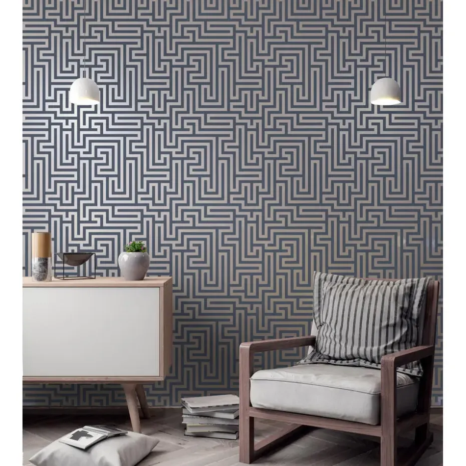 Dutch Wallcoverings - Indulgence Maze navy - 0,53x10,05m