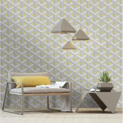 Dutch Wallcoverings - Indulgence Trident geo grey/yellow -0,53x10,05m