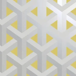 Dutch Wallcoverings - Indulgence Trident geo grey/yellow -0,53x10,05m