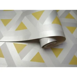 Dutch Wallcoverings - Indulgence Trident geo grey/yellow -0,53x10,05m