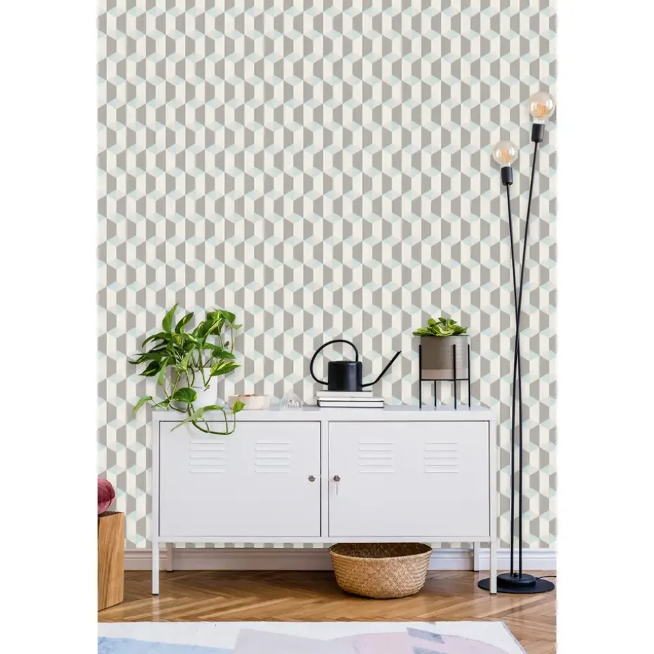 Dutch Wallcoverings - Inspiration Wall kubus blauw - 0,53x10,05m