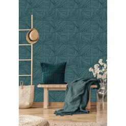 Dutch Wallcoverings - Jungle Fever Paglia blauw - 0,53x10,05m