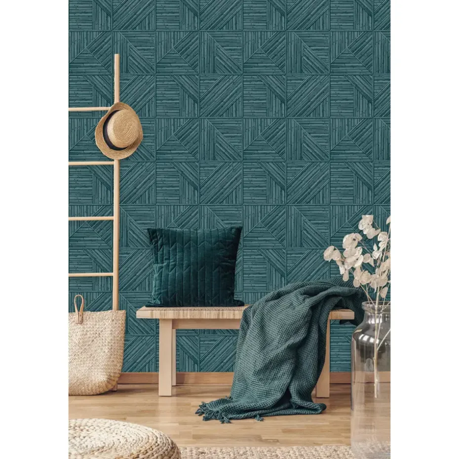 Dutch Wallcoverings - Jungle Fever Paglia blauw - 0,53x10,05m