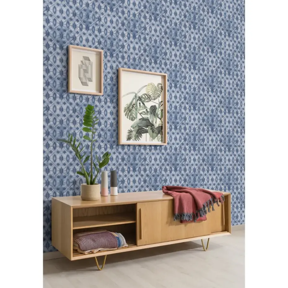 Dutch Wallcoverings - Myriad Meridian blauw - 0,53x10,05m