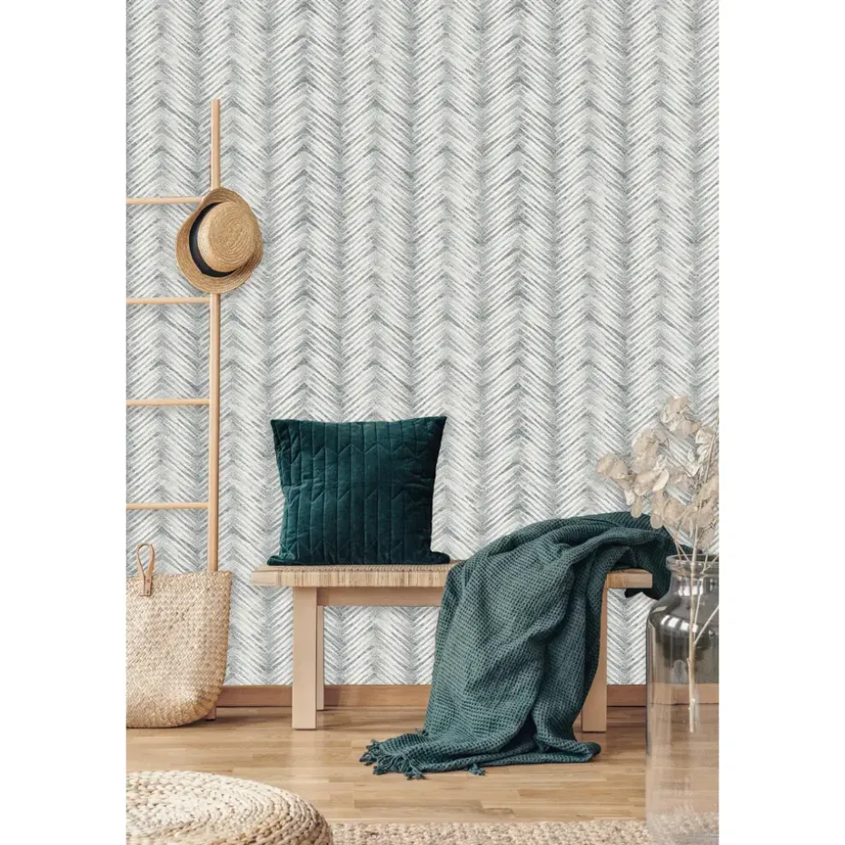 Dutch Wallcoverings - Odyssee visgraat grijs - 0,53x10,05m