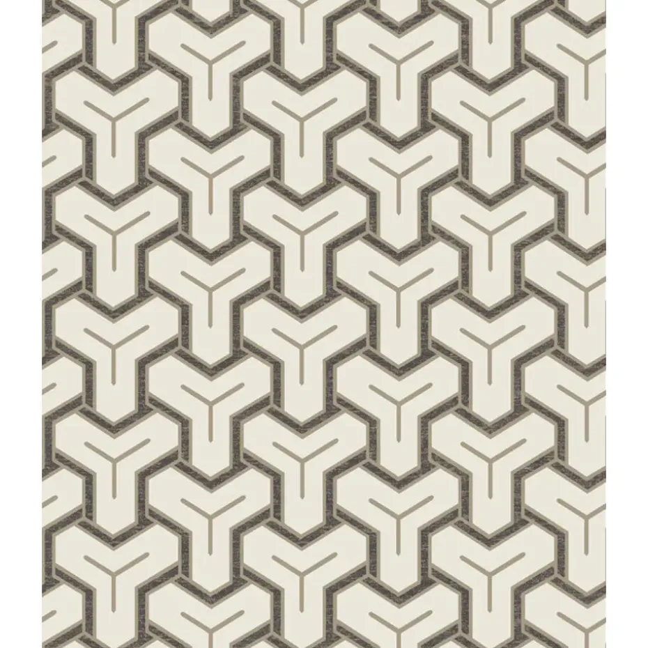 Dutch Wallcoverings - Onyx dessin wit/zwart/beige - 0,53x10,05m