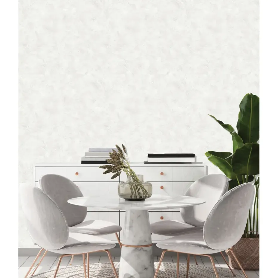 Dutch Wallcoverings - Palma uni wit - 0,53x10,05m