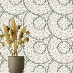 Dutch Wallcoverings Vliesbehang Artifice mozaïc tegel - beige/groen - 10m x 53cm
