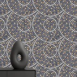 Dutch Wallcoverings Vliesbehang Artifice mozaïc tegel - grijs/oker - 10m x 53cm