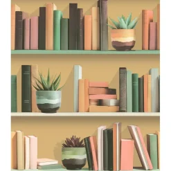 Dutch Wallcoverings Vliesbehang Artifice boeken/planken - geel - 10,05m x 53cm