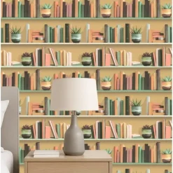 Dutch Wallcoverings Vliesbehang Artifice boeken/planken - geel - 10,05m x 53cm