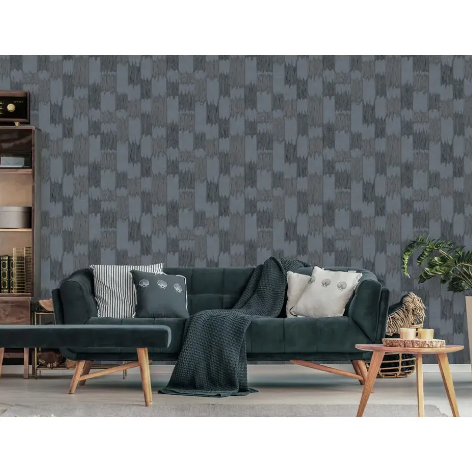 Dutch Wallcoverings Vliesbehang Renaissance textured loom - blauw - 10m x 53cm