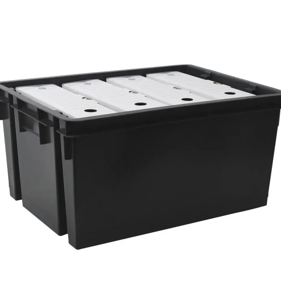 EDA Opbergkrat 50L - zwart - kunststof - 56 x 41 x 29 - stapelbaar/nestbaar