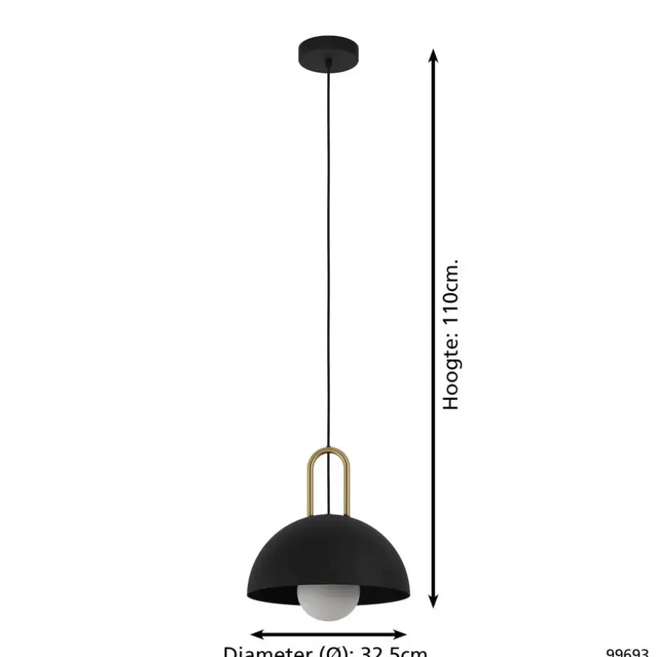 EDI lightCalmaneraHanglamp-E27-Ø32,5cm-Zwart/Geelkoper