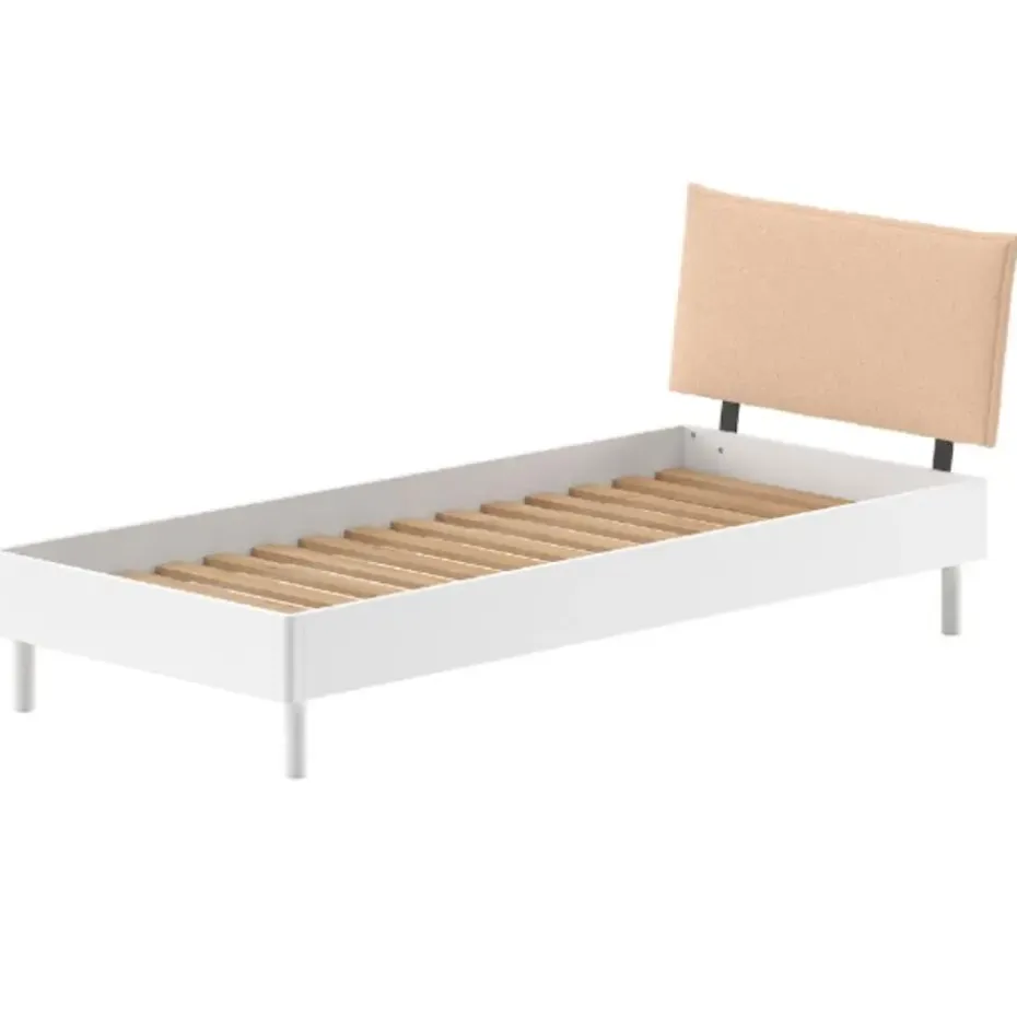 Eenpersoonsbed Forrest 90x200cm - massief beukenhout - wit/beige