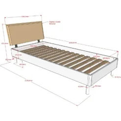 Eenpersoonsbed Forrest 90x200cm - massief beukenhout - wit/beige