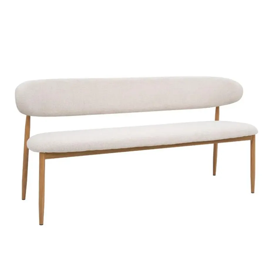 Eetkamerbank Beige/Naturel - Zithoogte 47cm - 160x55x77cm - Alexia
