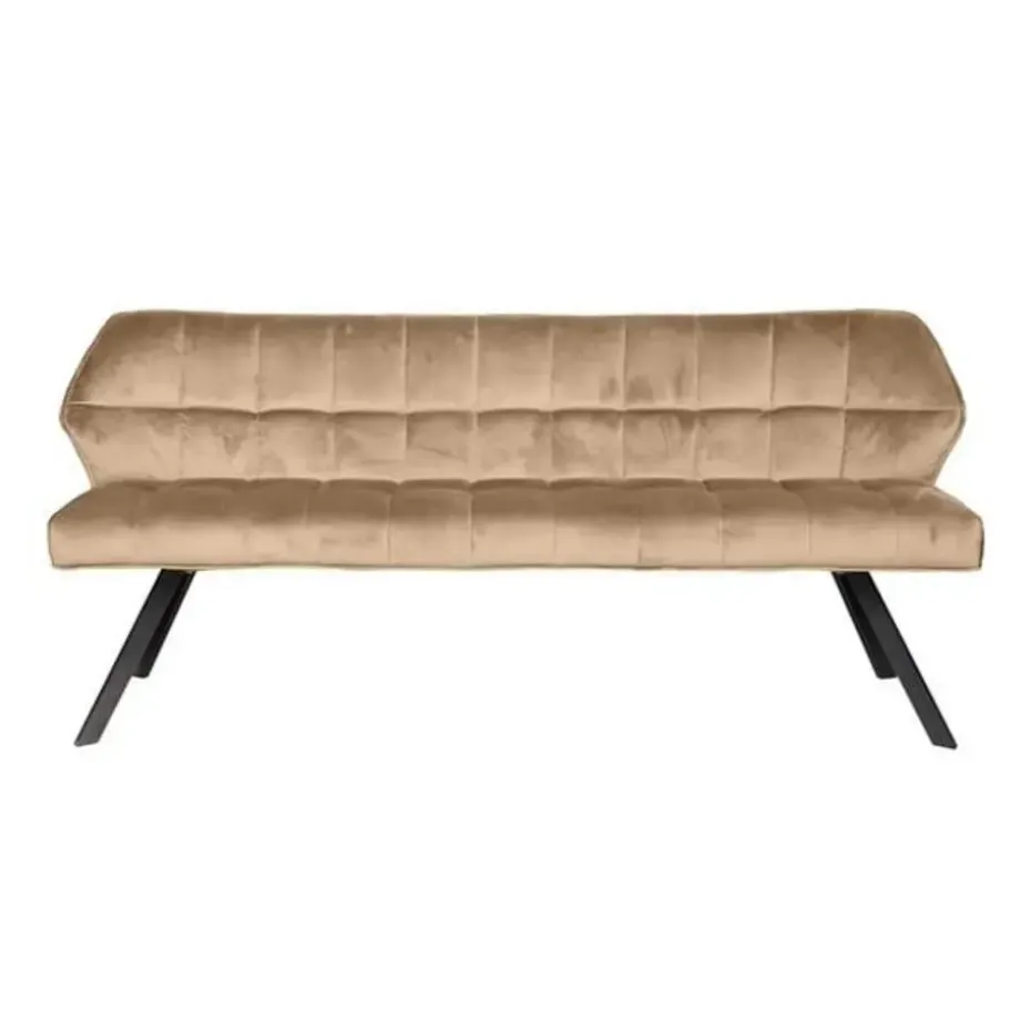 Eetkamerbank Lino Velvet Stof Champagne 180 cm Geblokt