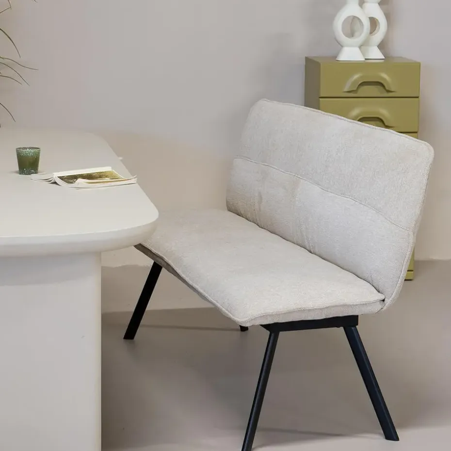 Eetkamerbank Rechthoek - Beige Stof - 160x60x88cm - Harper