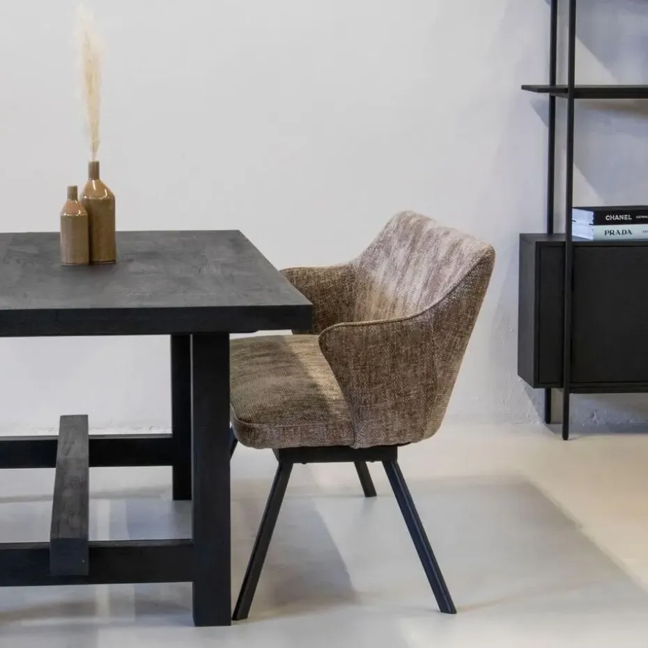 Eetkamerbank Rechthoek - Taupe Stof - 160x60x88cm - Taylor