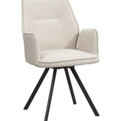 Eetkamerstoel Raffy met armleuning - stof - beige