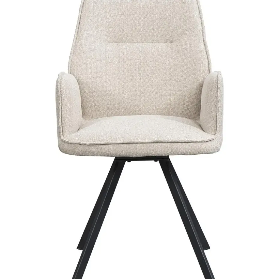Eetkamerstoel Raffy met armleuning - stof - beige