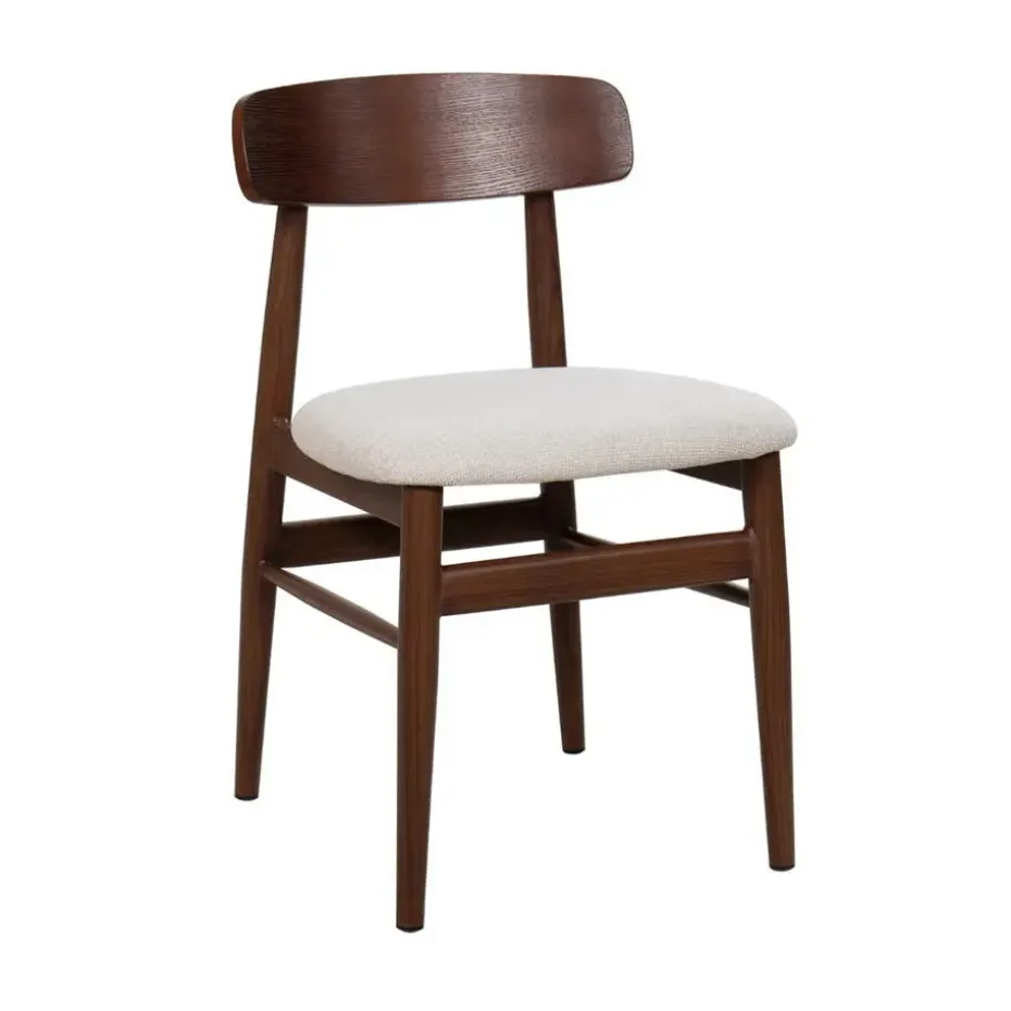 Eetkamerstoel Walnoot Hout - 45x51x76cm - Zithoogte 47cm - Liza - Set van 2