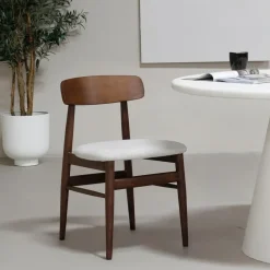 Eetkamerstoel Walnoot Hout - 45x51x76cm - Zithoogte 47cm - Liza - Set van 2