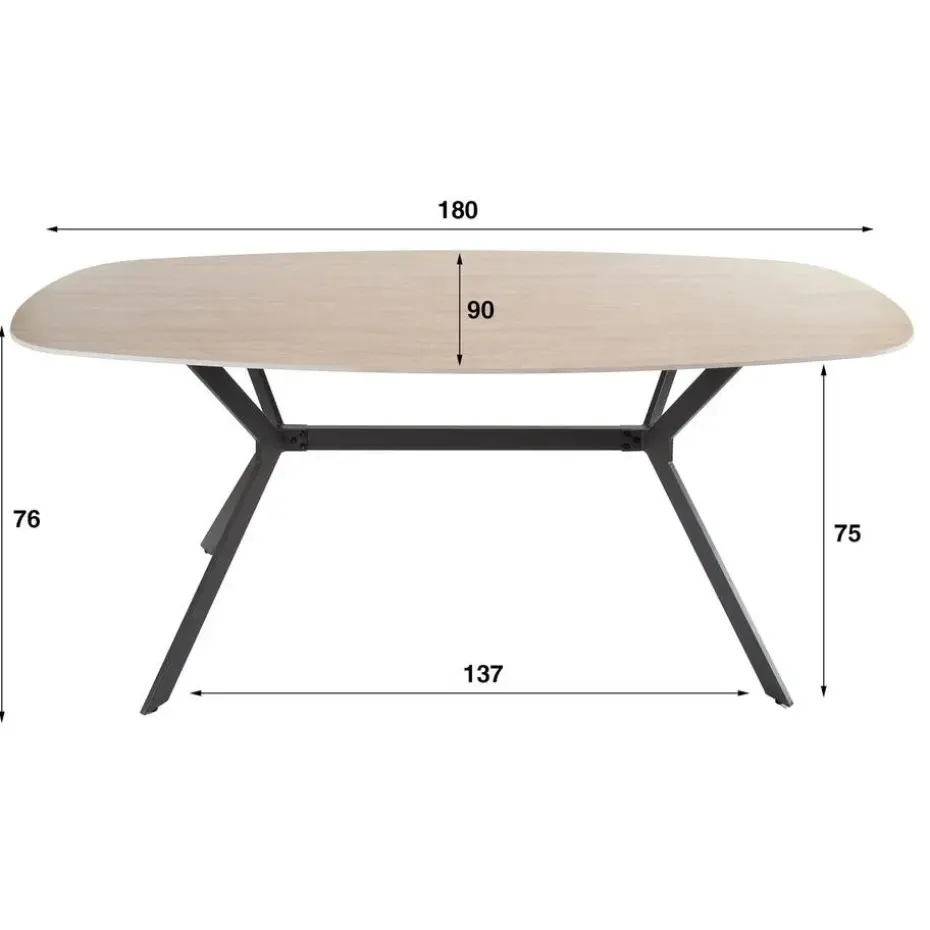 Eetkamertafel Keramiek - 180x90x76cm - Deens Ovaal - Ceramic