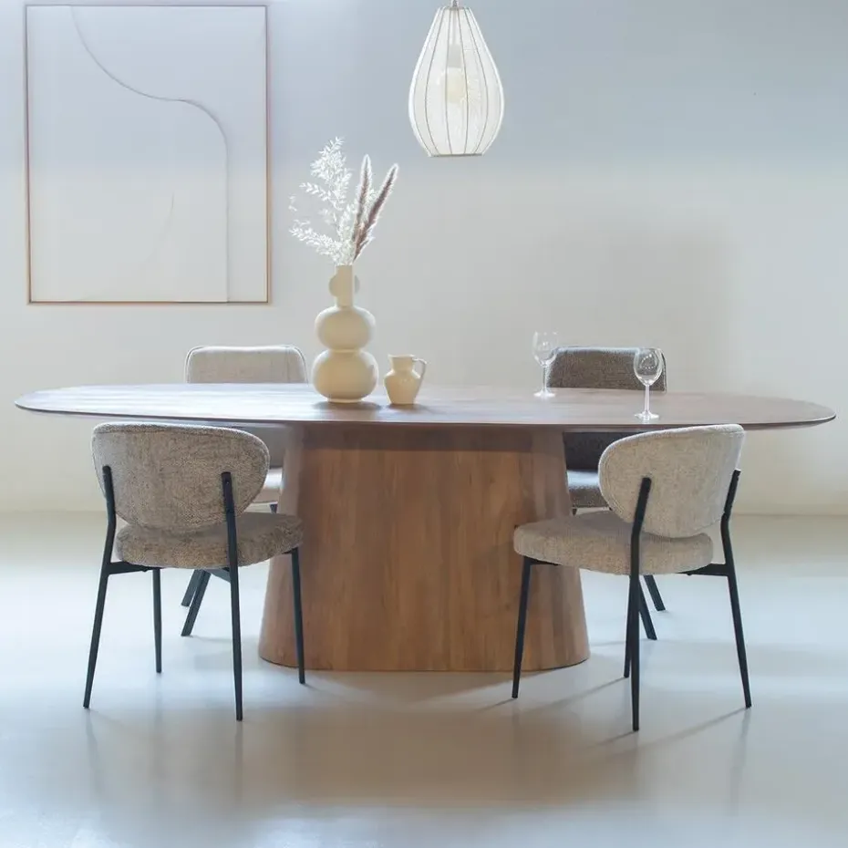 Eettafel Deens Ovaal - Bruin Mangohout - 180x100x76cm - Stijn
