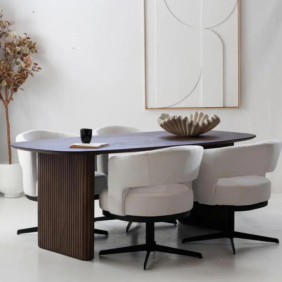 Eettafel Deens Ovaal - Donkerbruin Mangohout - 240x100x76cm - Juro