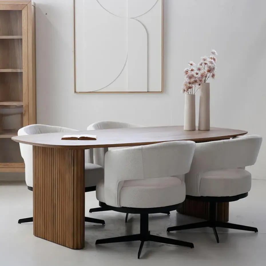 Eettafel Deens Ovaal - Naturel Mangohout - 240x100x75cm - Dai