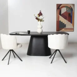 Eettafel Deens Ovaal - Zwart Hout - 200x100x76cm - Moya