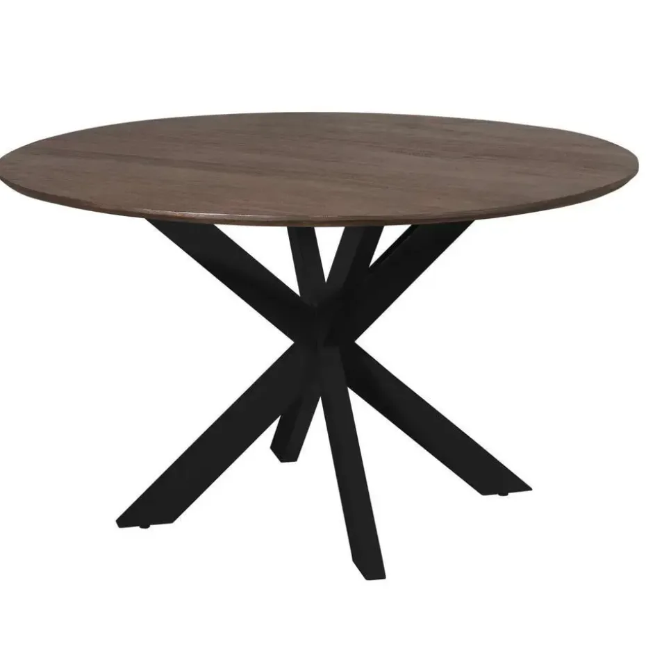Eettafel Deens Ovaal Bruin/Zwart - 130x130x76cm - Madison
