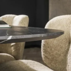 Eettafel Deens Ovaal 180cm - Zwart Marmerlook - 4-6 Personen