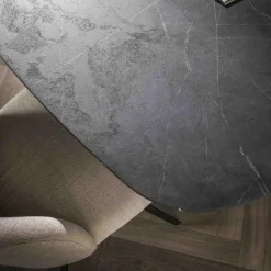 Eettafel Deens Ovaal 180cm - Zwart Marmerlook - 4-6 Personen
