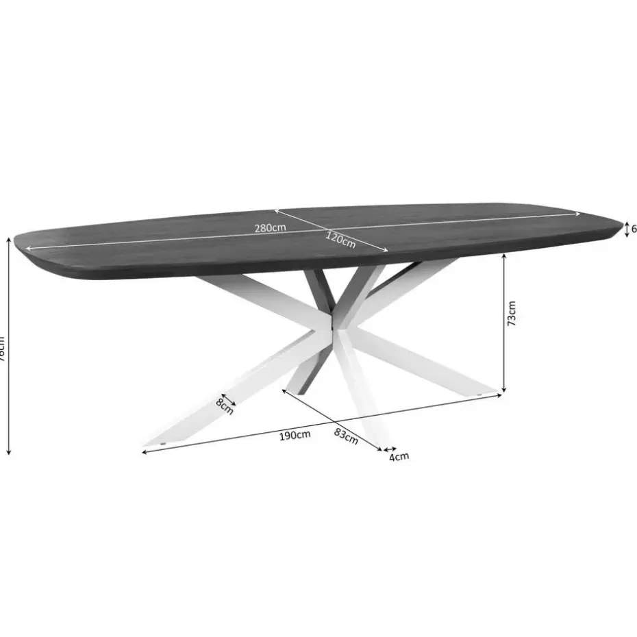 Eettafel Deens Ovaal Naturel Hout - 280x120x76cm - Madison