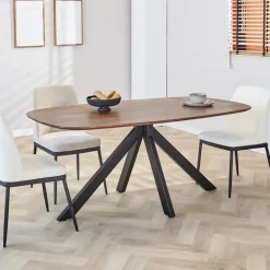 Eettafel deens ovaal Paris walnoot finish 220x100 cm - Hout - Bruin